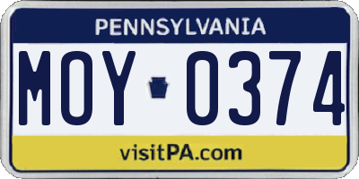 PA license plate MOY0374