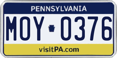 PA license plate MOY0376