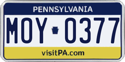 PA license plate MOY0377