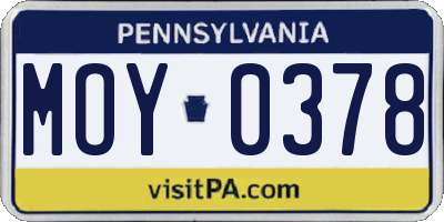 PA license plate MOY0378