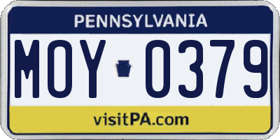 PA license plate MOY0379