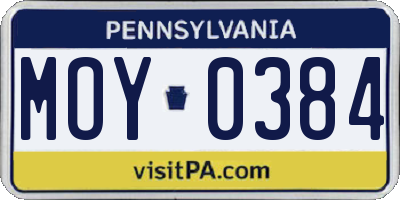 PA license plate MOY0384