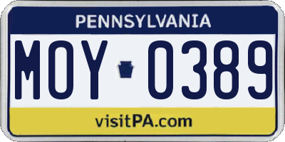PA license plate MOY0389