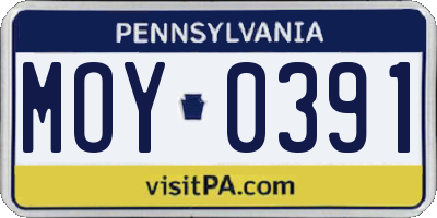 PA license plate MOY0391