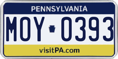 PA license plate MOY0393