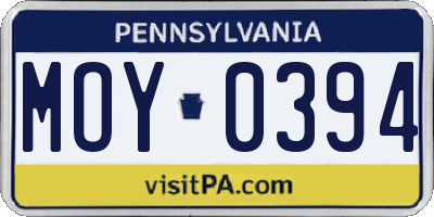 PA license plate MOY0394