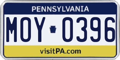 PA license plate MOY0396