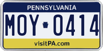 PA license plate MOY0414