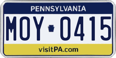 PA license plate MOY0415
