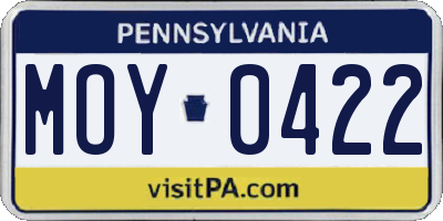 PA license plate MOY0422