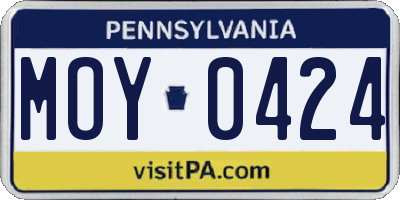 PA license plate MOY0424