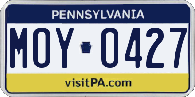 PA license plate MOY0427