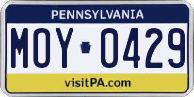PA license plate MOY0429