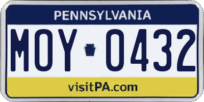 PA license plate MOY0432
