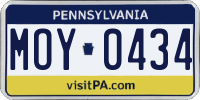 PA license plate MOY0434
