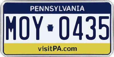 PA license plate MOY0435