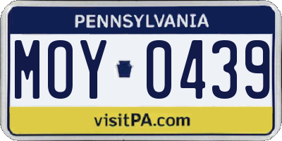 PA license plate MOY0439