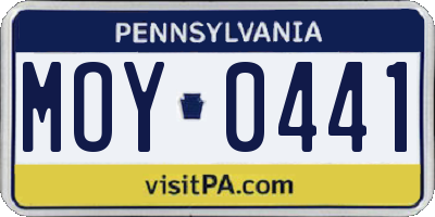 PA license plate MOY0441