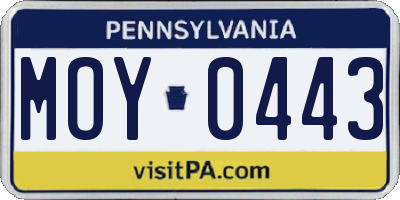 PA license plate MOY0443