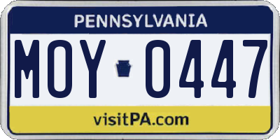 PA license plate MOY0447