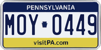 PA license plate MOY0449