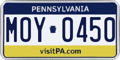PA license plate MOY0450
