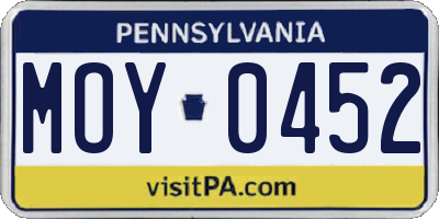 PA license plate MOY0452