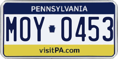 PA license plate MOY0453