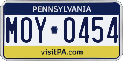 PA license plate MOY0454