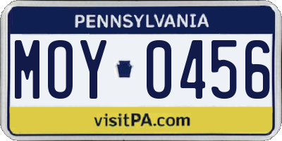 PA license plate MOY0456