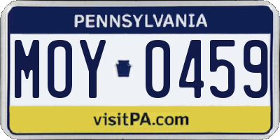 PA license plate MOY0459