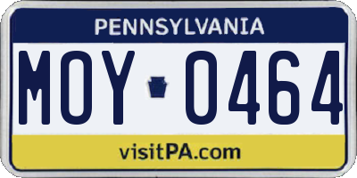 PA license plate MOY0464