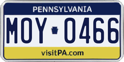 PA license plate MOY0466