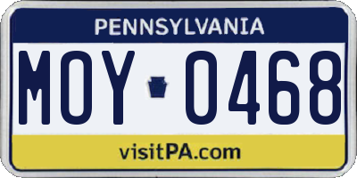 PA license plate MOY0468