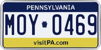 PA license plate MOY0469