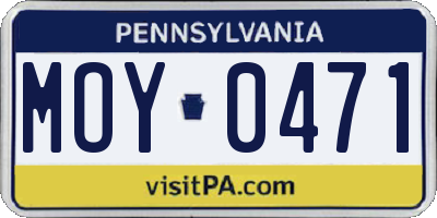 PA license plate MOY0471
