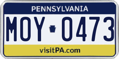 PA license plate MOY0473