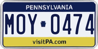PA license plate MOY0474