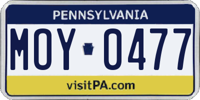 PA license plate MOY0477