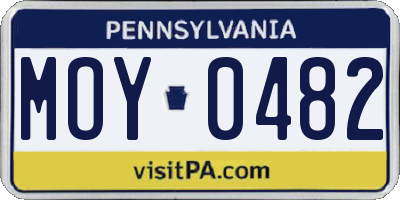 PA license plate MOY0482