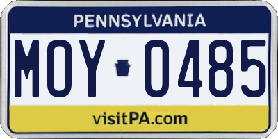 PA license plate MOY0485