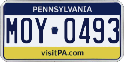 PA license plate MOY0493