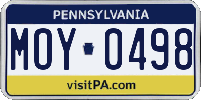 PA license plate MOY0498