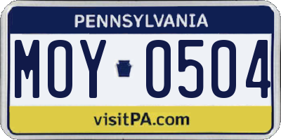 PA license plate MOY0504