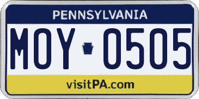 PA license plate MOY0505