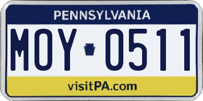 PA license plate MOY0511
