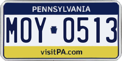 PA license plate MOY0513