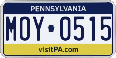 PA license plate MOY0515