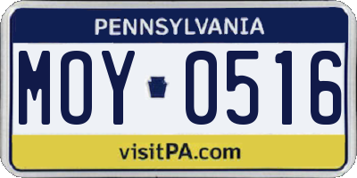PA license plate MOY0516