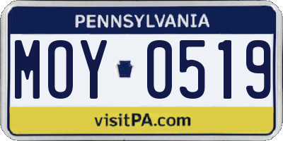PA license plate MOY0519